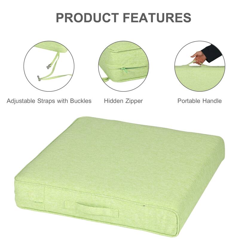 Aoodor Patio Chair Cushions Set of 2, Water Resistant Outdoor Seat Cushions with Handle and Ties, Square Corner Cushions
