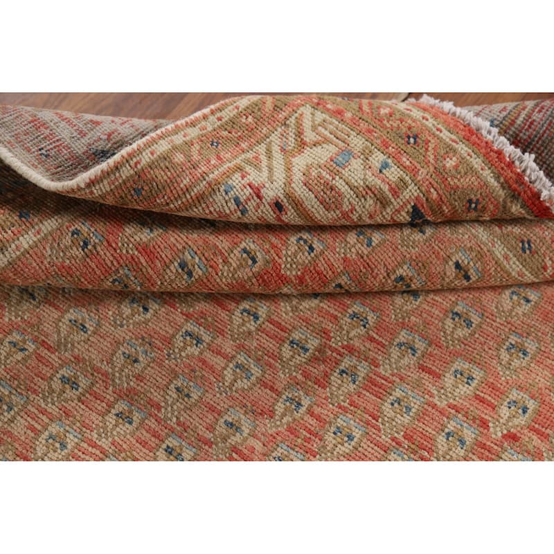 Geometric Botemir Persian Vintage Runner Rug Handmade Wool Carpet - 3'6" x 10'2"