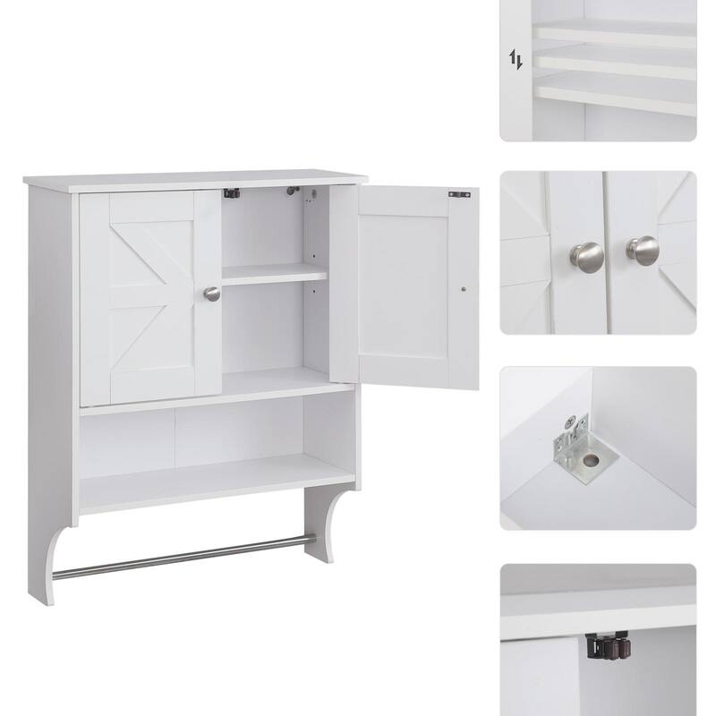 Over The Toilet Storage Cabinet, Farmhouse Medicine Cabinet with 2 Door and Adjustable Shelves, for Bathroom, Living Room