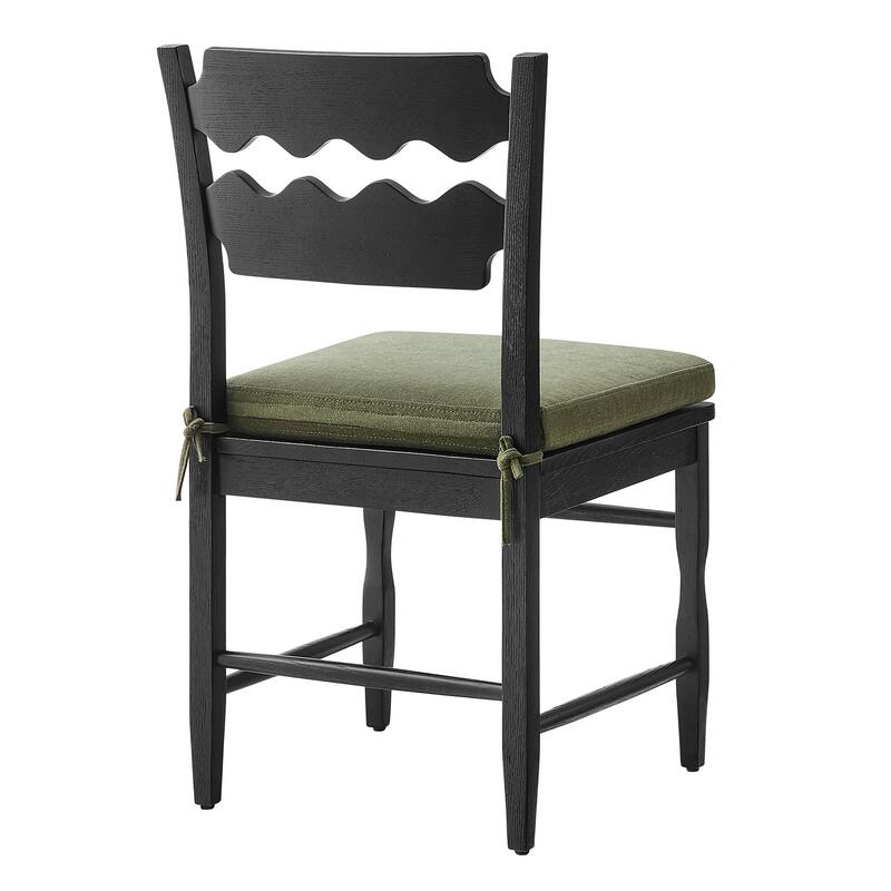 Jax Oak Wood Dining Chair With Wavy Razor Back and Cushion