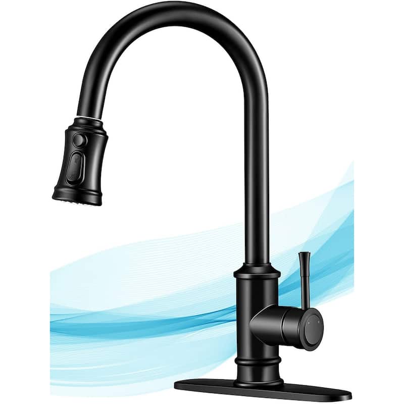 Single Handle Modern Kitchen Sink Faucet with Pull Down Sprayer Stainless Steel Kitchen Faucet with Deck Plate