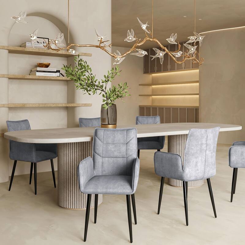Velvet Dining Chairs (Set of 2) - Stain-Resistant, Iron Frame
