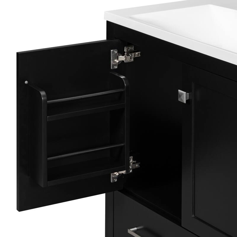 Bathroom Vanity with Single Sink, Bathroom Storage Cabinet with 2 Doors and 1 Drawer, Bathroom Vanities with Solid Wood Frame