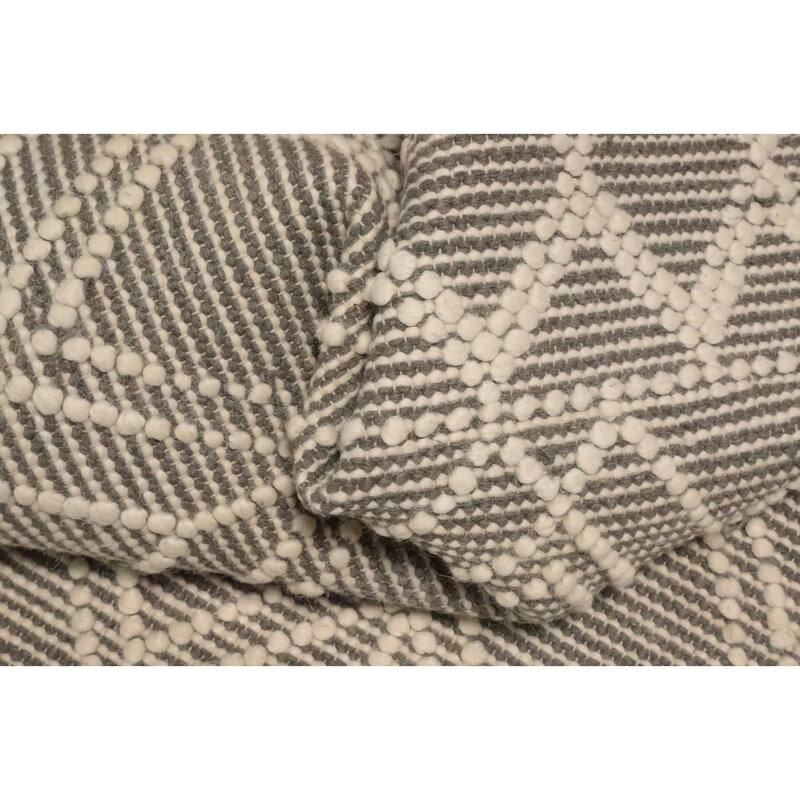 Hand Knotted Oriental 100% Wool Carpet Modern Geometric Greys & Charcoal Modern Gotti Design Area Rug - 7' 3'' X 4' 11''