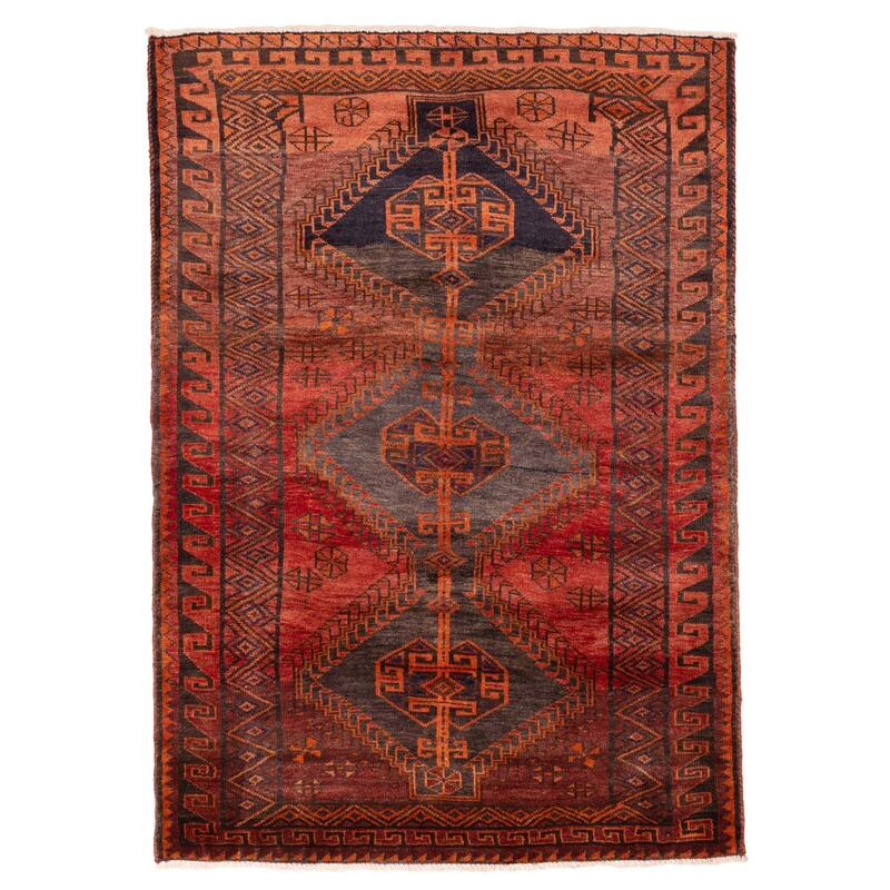ECARPETGALLERY Hand-knotted Melis Vintage Red Wool Rug - 5'0 x 6'11
