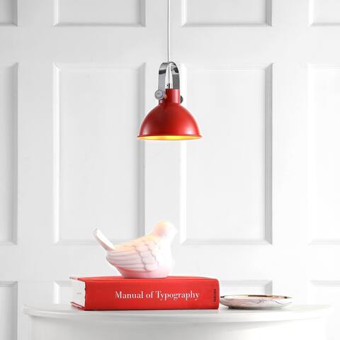 SAFAVIEH Lighting Rove Adjustable 1-light LED Red Pendant - 6.25"x6.25"x10-82"