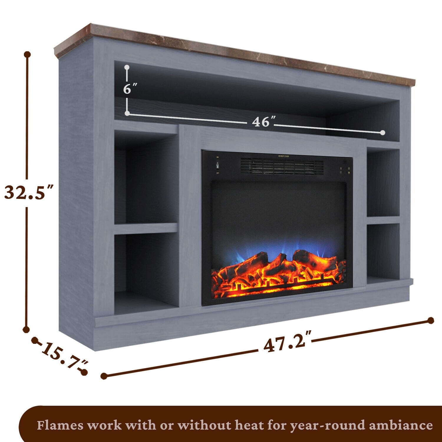 Cambridge Seville 47-In. Electric Fireplace with a Multi-Color LED Insert  and Slate Blue Mantel - Bed Bath u0026 Beyond - 29893234