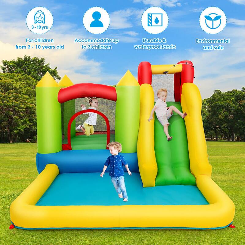Gymax Inflatable Bounce House Water Slide Bouncer Pool w/ Climbing