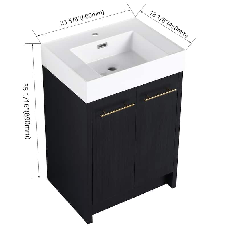 Bathroom Vanity With Sink In 24/30/36 Inch, Freestanding Bathroom Vanity With Soft Close Door and Adjustable Shelf