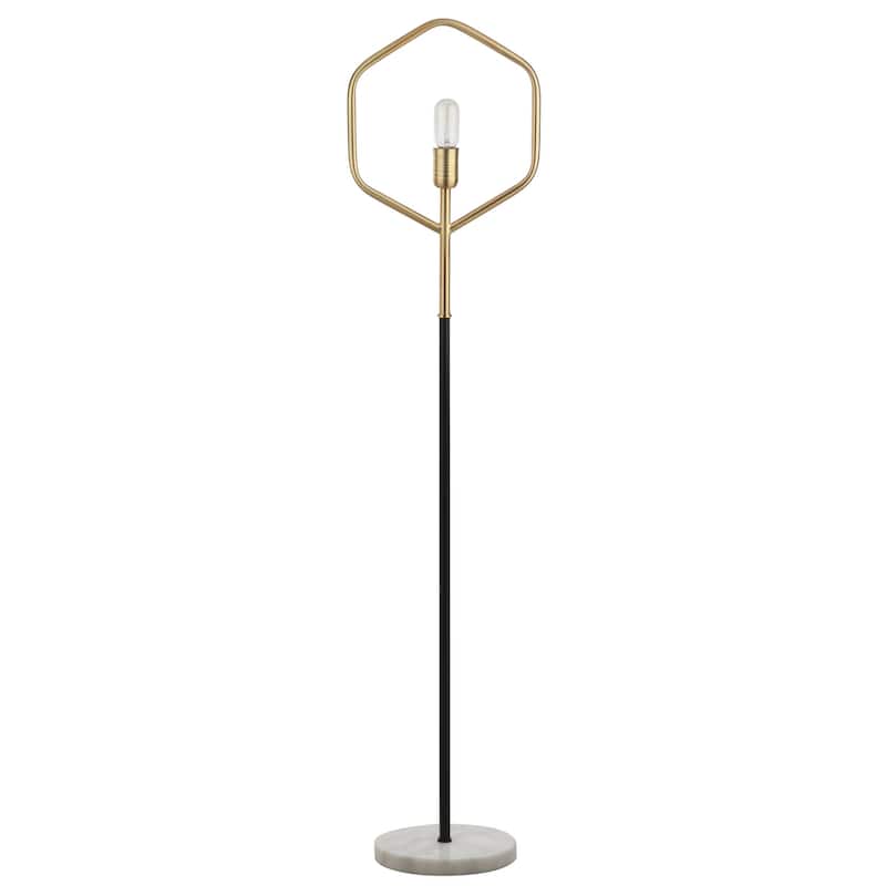 SAFAVIEH Lighting 59-inch Brass Gold Mave Edison Bulb Floor Lamp - 13" x 9.75" x 57"