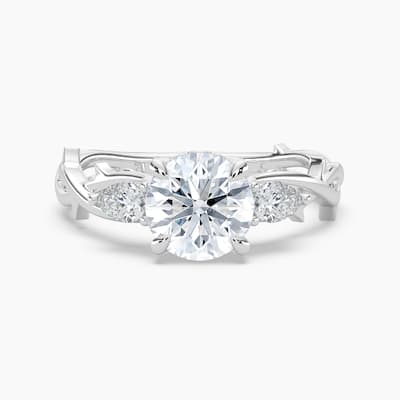 Auriya 14k Gold Round Lab Grown Diamond Thorn Vine Three Stone Hidden Halo Engagement Ring 1 to 5 ct. tw. (F-G, VS)