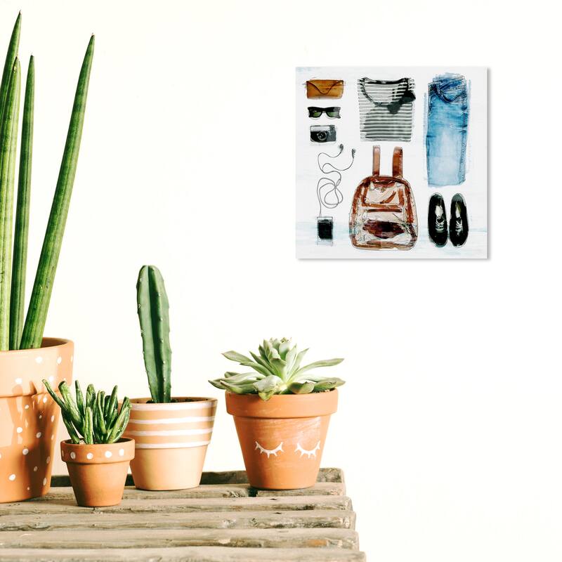 Wynwood Studio Canvas Fashion and Glam Updated Summer Kit Brown and Dark Brown Modern & Contemporary Wall Art Canvas Print - 12 x 12