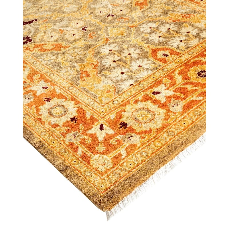 Overton Hand Knotted Wool Vintage Inspired Traditional Ottoman Green Runner Rug - 3' 1" x 22' 1"