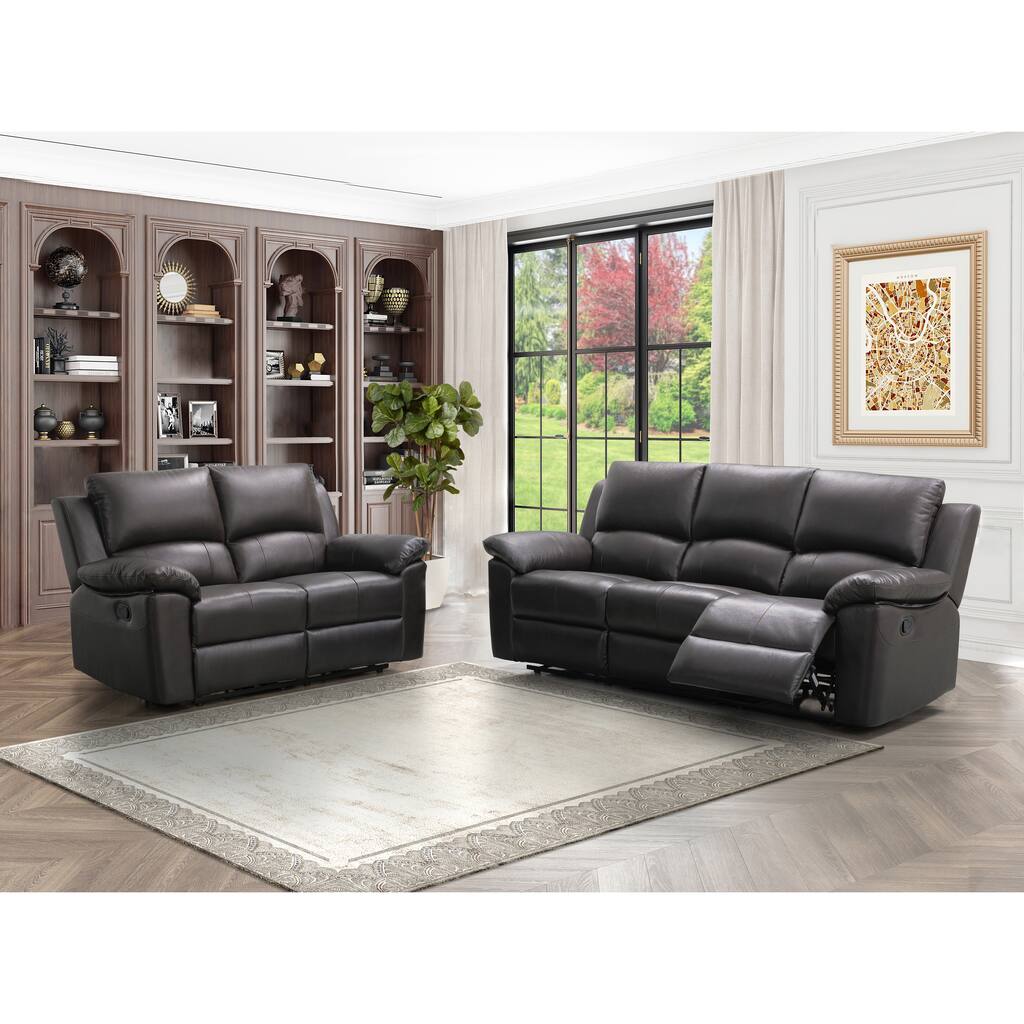 Abbyson Westwood Brown Top Grain Leather Reclining 2 Piece Living Room Set