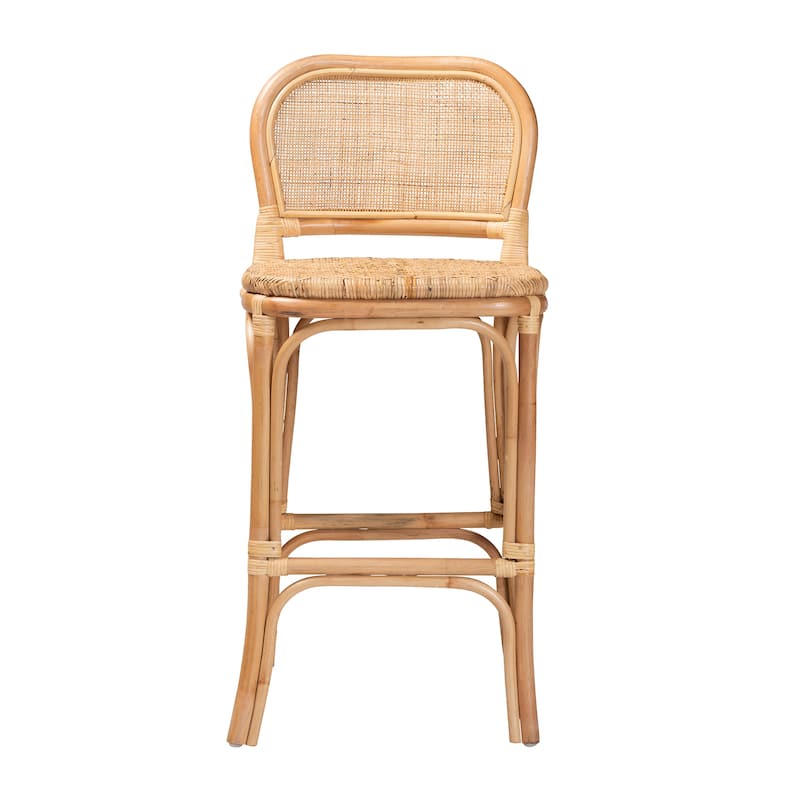Adrena Modern Bohemian Natural Brown Rattan Stool