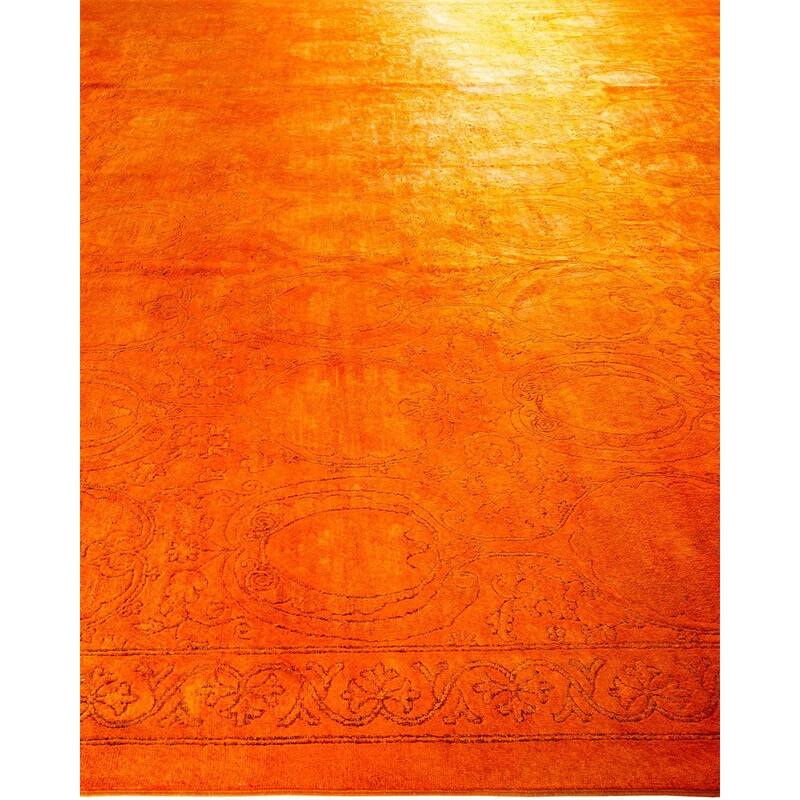 Overton Handknotted Wool Vintage Inspired Contemporary Overdyed Orange Area Rug - 19' 7" x 11' 10"