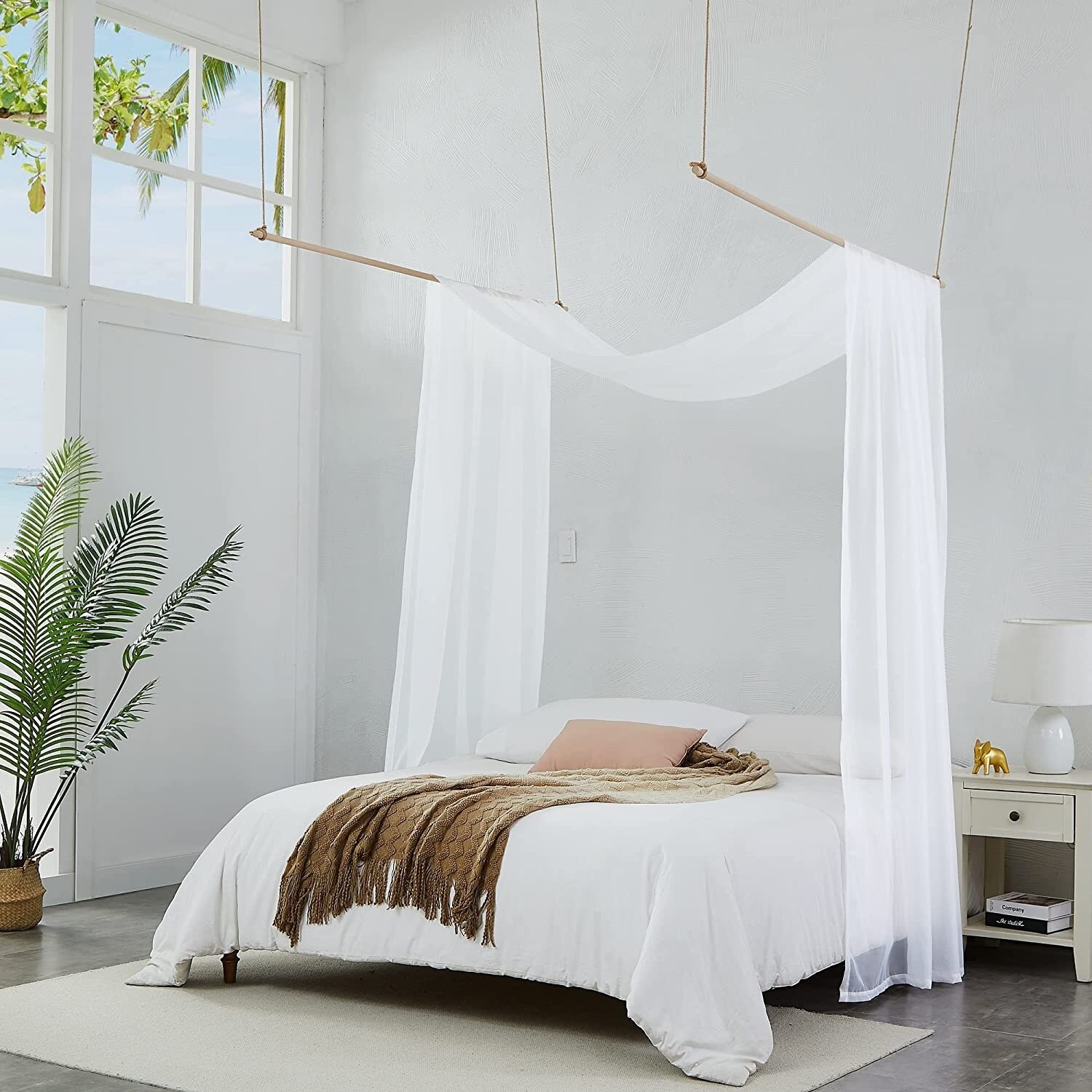 Baby crib canopy drapes sales