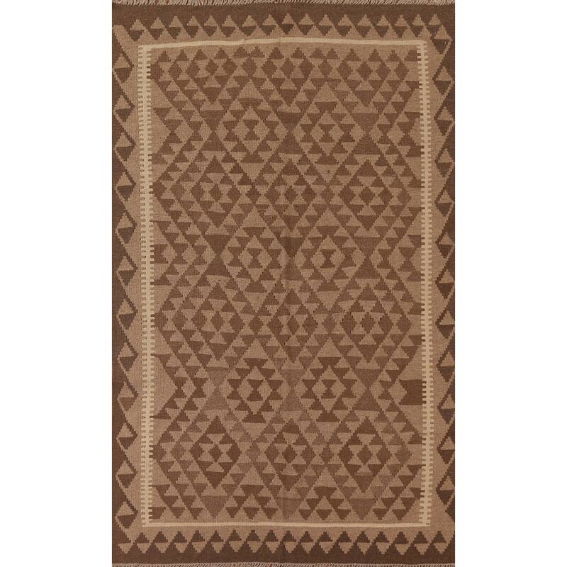 Tribal Kilim Oriental Area Rug Hand-woven Wool Carpet - 5'2" x 8'0"