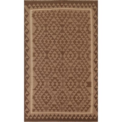 Tribal Kilim Oriental Area Rug Hand-woven Wool Carpet - 5'2" x 8'0"