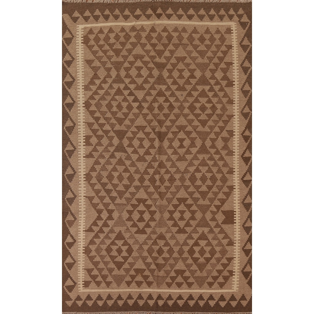 Tribal Kilim Oriental Area Rug Hand-woven Wool Carpet - 5'2" x 8'0"