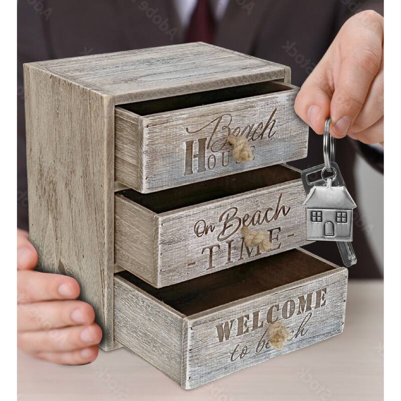 CoTa Global Driftwood Nautical 3 Drawer Storage Organizer - 10.5 Inches