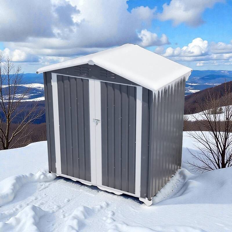 6 x 4 FT Outdoor Metal Storage Shed with Lockable Door, Waterproof Steel Tool Shed for Backyard