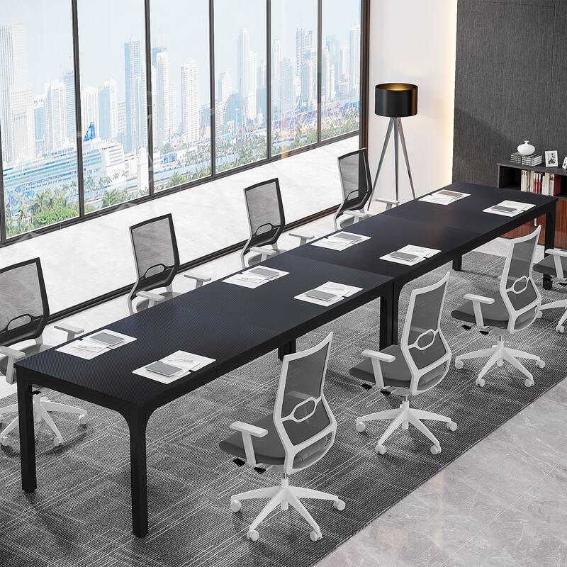 Rectangle 13FT Large Conference Table Set of 2, 78.74-Inch Meeting Seminar Table, Long Business Table