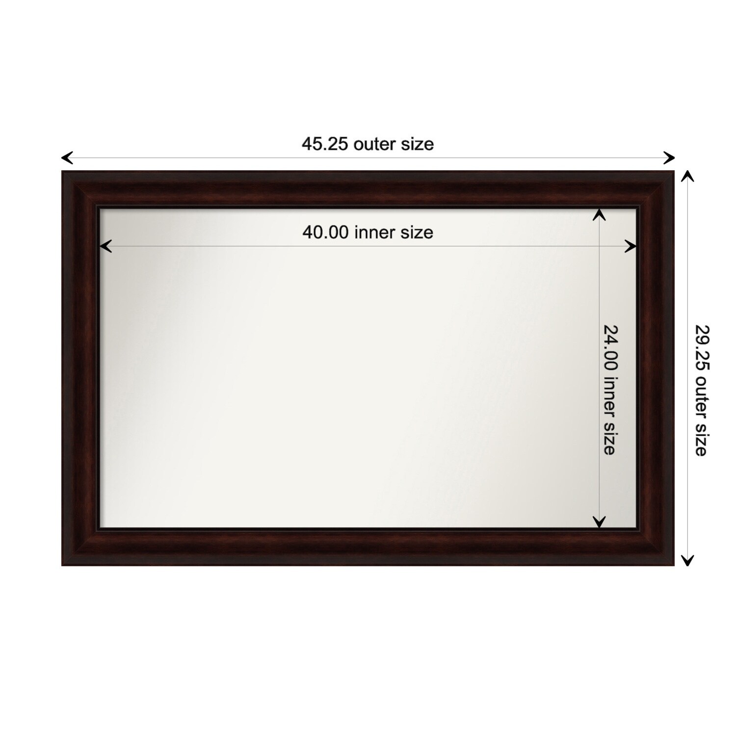 Coffee Bean Brown Framed Non-Beveled Custom Wall Mirror, Bathroom Vanity Mirror