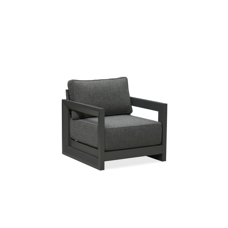 PURPLE LEAF Caesar Outdoor Couch with 9.6" Thick Cushion and Table for Yard Porch Deck, Grey Outdoor Patio Conversation Sets