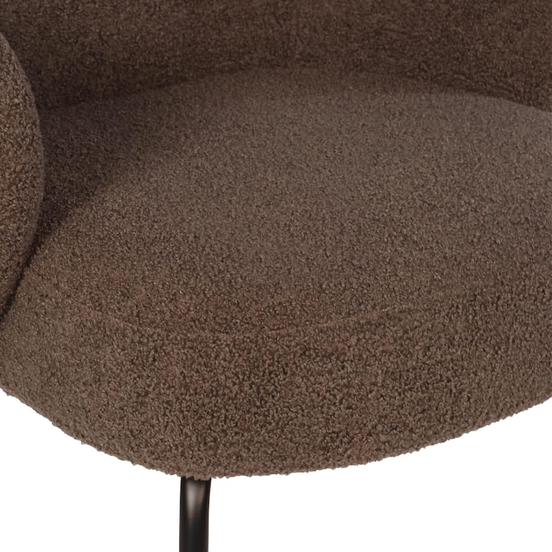 Furnish Theory Nordic Comfort Dining Armchair Arm Chair w/ Various Boucle Fabric Upholstery Covers & Steel Leg Finishes