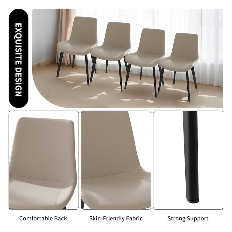 Dining Chairs 4PCS, Modern Kitchen & Dining Room Chairs, Upholstered Faux Leather Cushion Seat and Sturdy Metal Legs