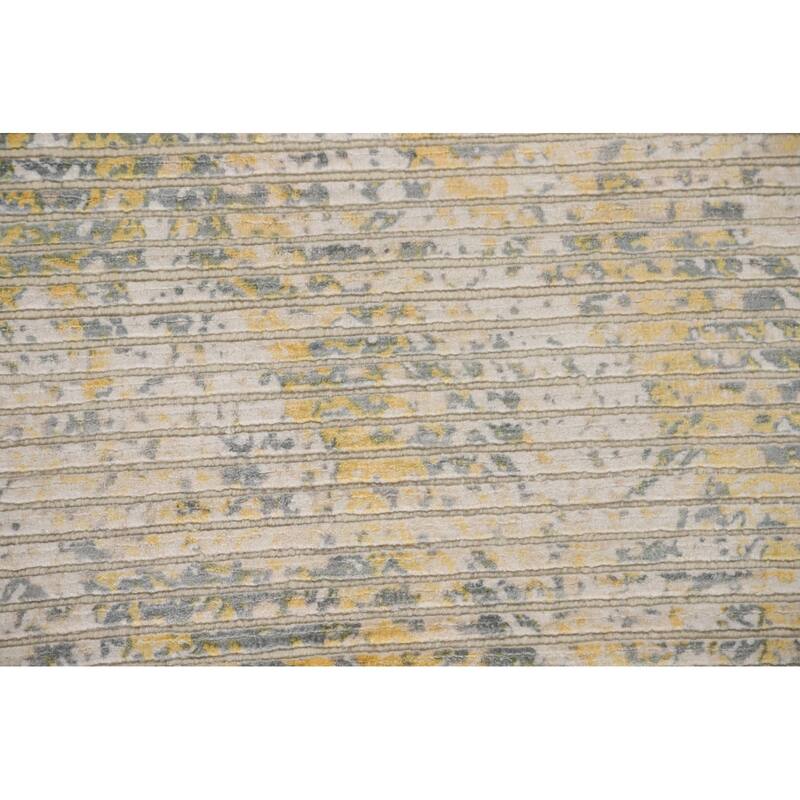 Striped Abstract Area Rug Hand-Knotted Wool Carpet - 5'6" x 7'10"