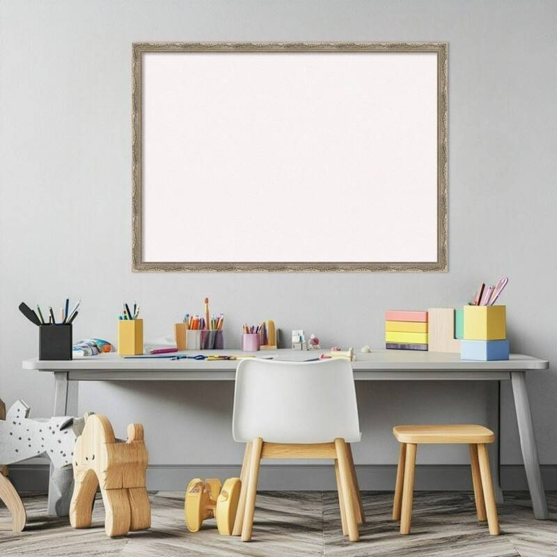 Mila Dark Silver Wood Framed Cork Board - Bulletin Board, Organization Board, Pin Board