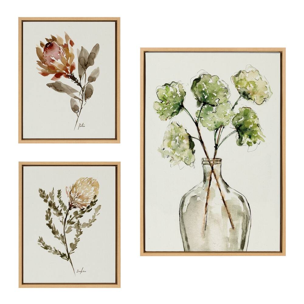 Kate and Laurel Sylvie Greenery Canvas Art Set by Sara Berrenson