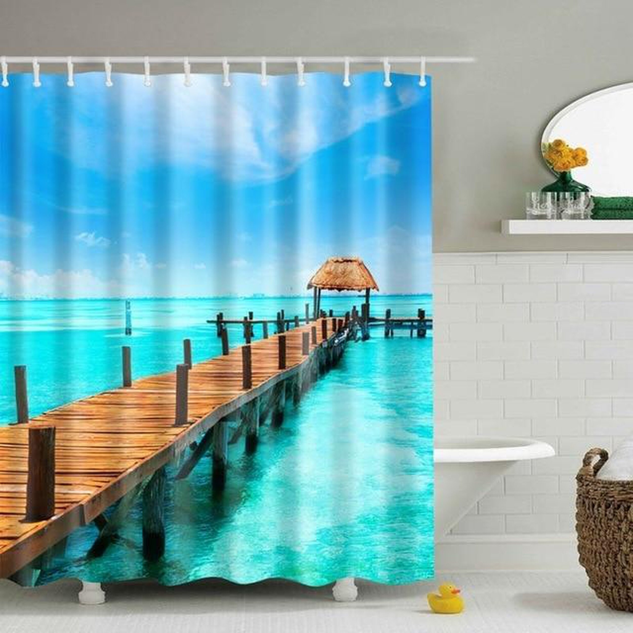 180*180cm Waterproof Fabric Landscape Printed Bathroom Shower Curtain Home Decor 
