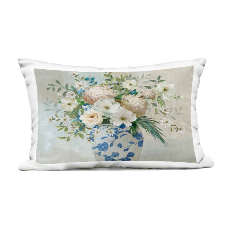 Stupell Classic Ornate Flower Vase Printed Outdoor Throw Pillow Design by Nan - Accent - Polyester - Beige - Single