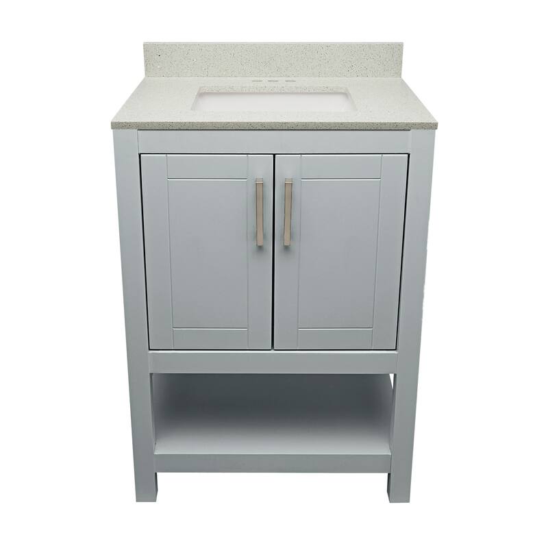 Taos 25" Bathroom Vanity with Cultured Marble Vanity Top Sink in White with White Basin