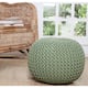 AANNY Designs Lychee Knitted Cotton Round Pouf Ottoman - Sage Green
