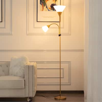71.3" Tall Standing LED Floor Lamp with Shade - Adjustable Brightness