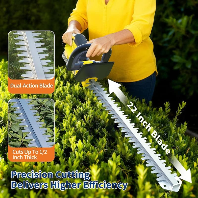 Electric Cordless Hedge Trimmer, Handheld Bush Trimmers for Gardening, Lawns