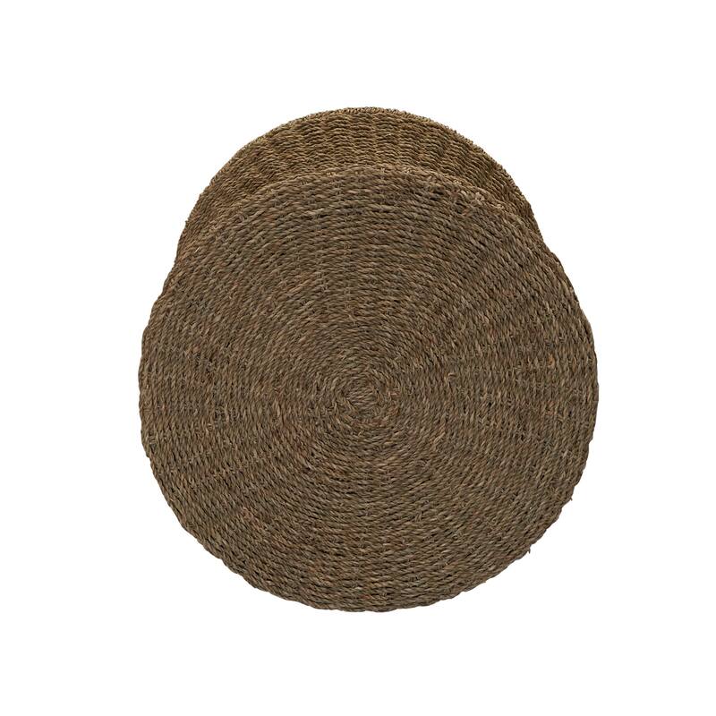 Household Essentials Handwoven Wicker Stool with Hourglass Shape