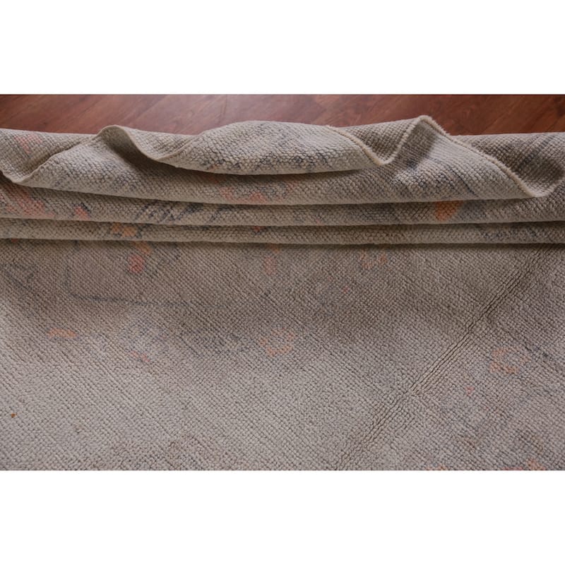 Hand Knotted Oriental 100% Wool Carpet Transitional Geometric Beige & Ivories Oushak Area Rug - 12' 0'' X 8' 10''