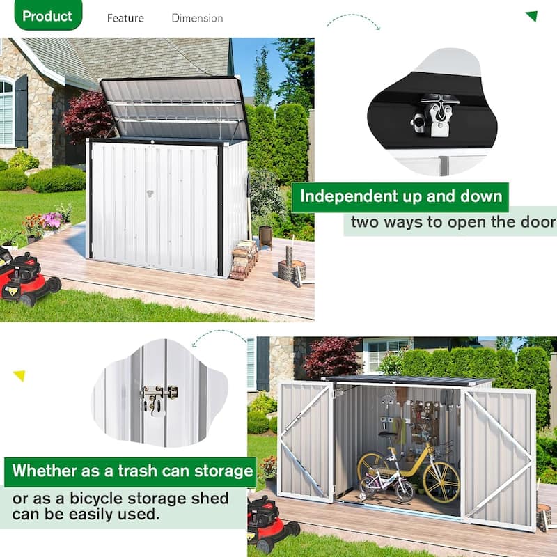AECOJOY 46 Cu.Ft Horizontal Outdoor Storage Cabinet Box Sheds w/ Lockable Door - 46 Cu. Ft