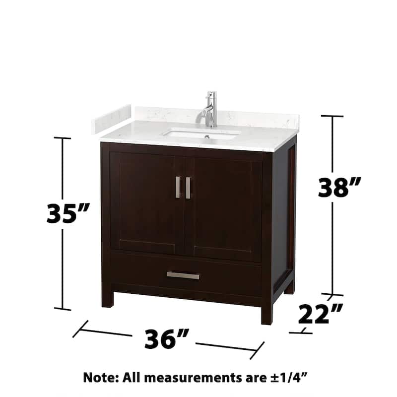 Wyndham Collection Sheffield 36" Single Bathroom Vanity, Carrara