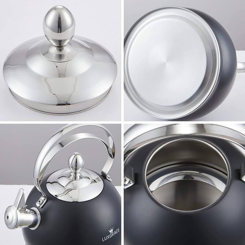 Creative Home 2.5 Qt. Stainless Steel Whistling Tea Kettle, Opaque Black - 2.5 Quarts