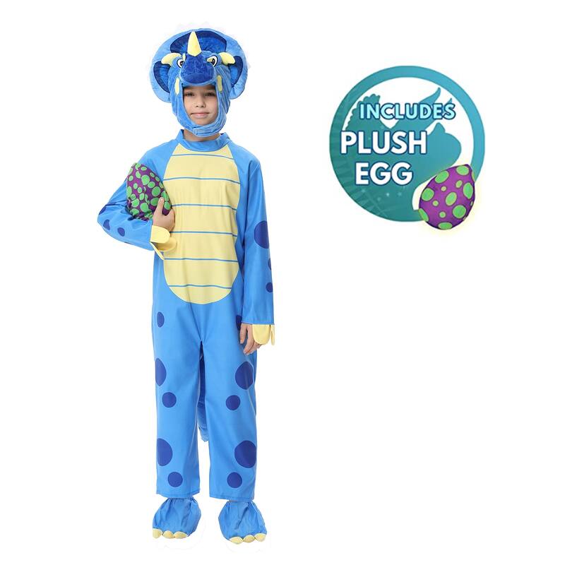 Halloween Dinosaur Costume Triceratops Dress Up Deluxe Triceratops Costume Orange for Kids,T