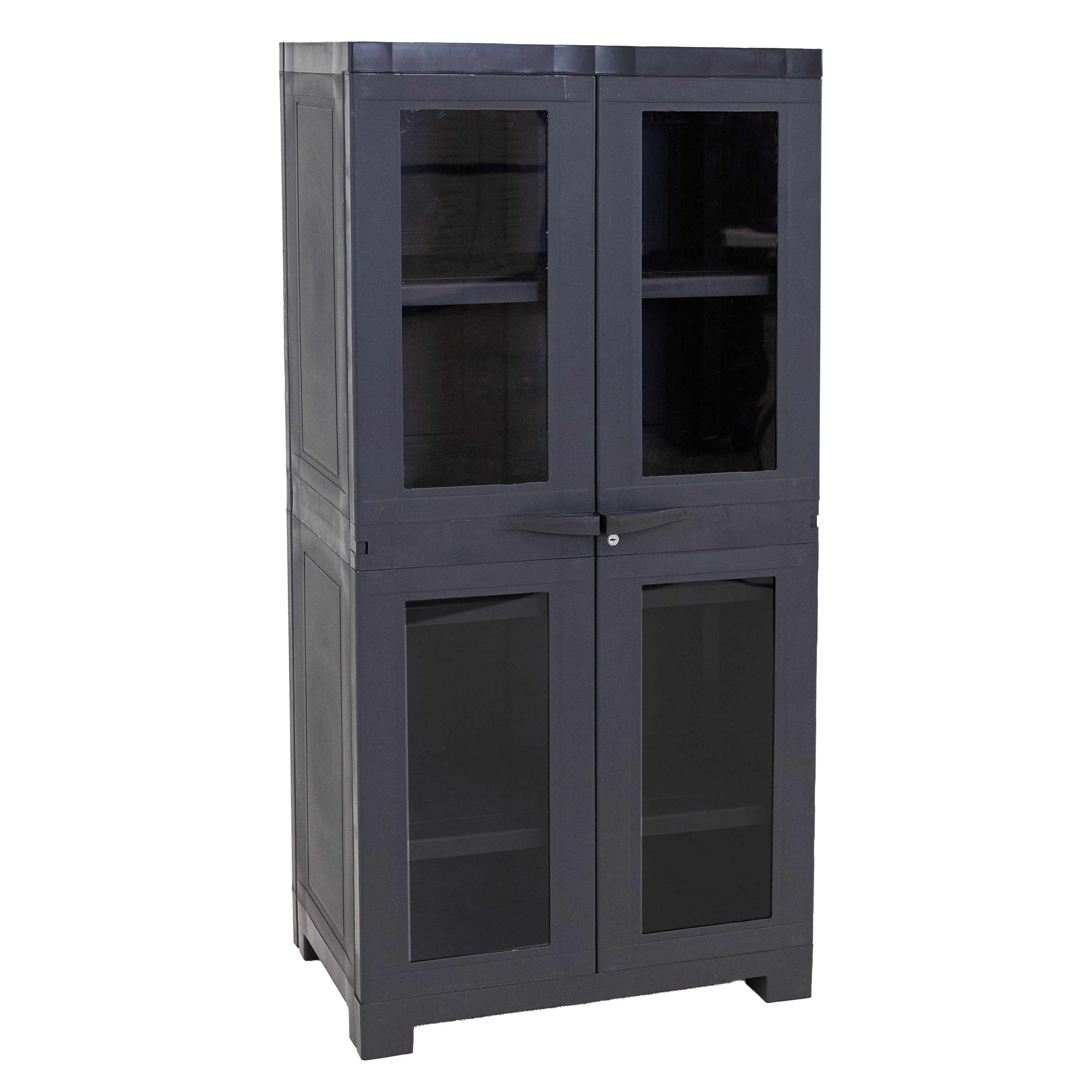 Sunnydaze Plastic Lockable Storage Cabinet with 3 Adjustable Shelves