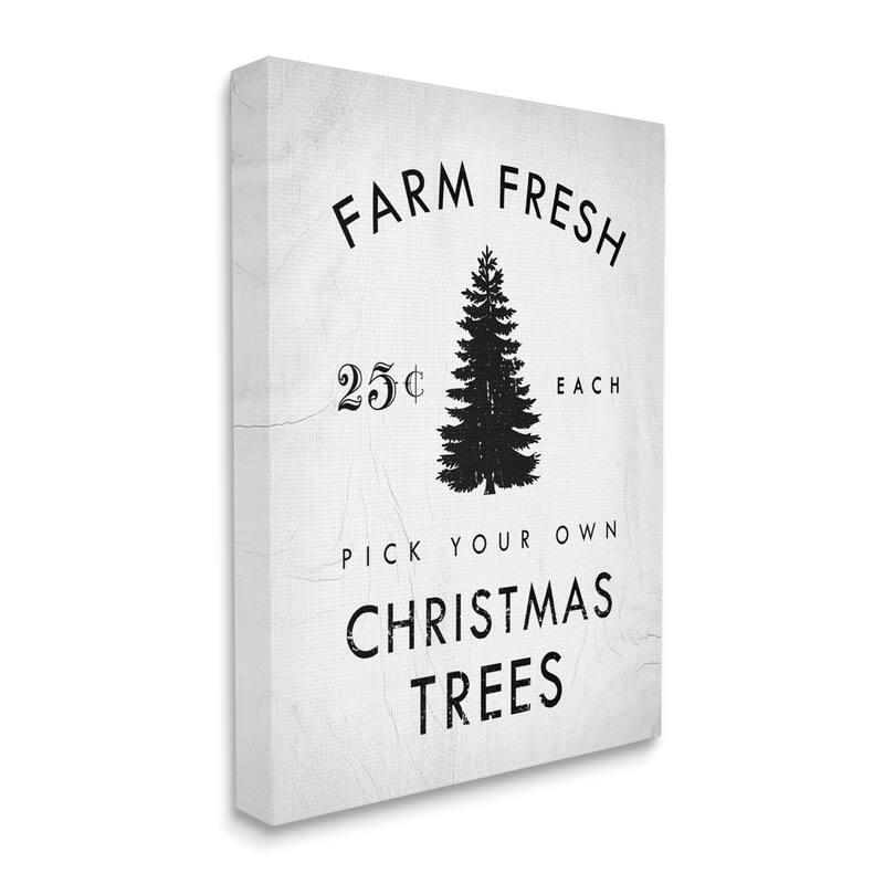 Stupell Vintage Style Christmas Tree Farm Sign Minimal Canvas Wall Art - Black - 24 x 30