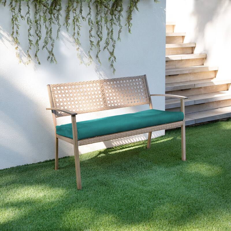 Sorra Home Indoor/Outdoor Solid Round Front Bench Cushion