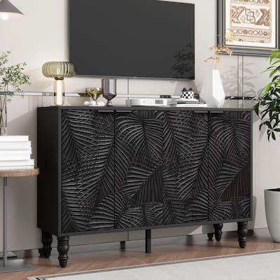 Modern TV Stand Entertainment Center with Solid Wood Legs,for TVs Up to 43"